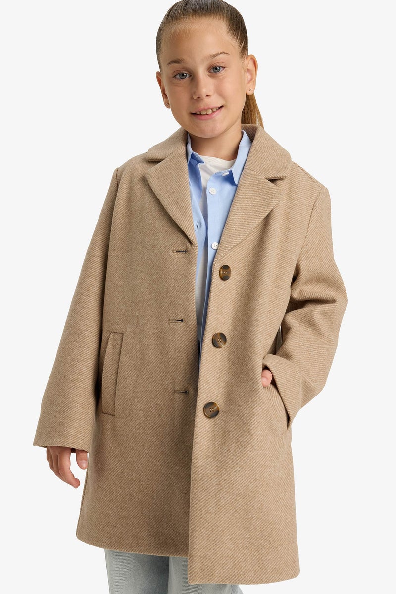 DeFacto Beige Girl Girl Hooded Cachet Jacket Casual - Image 1