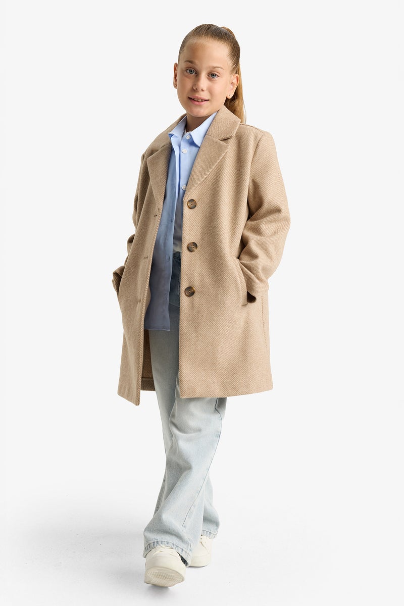 DeFacto Beige Girl Girl Hooded Cachet Jacket Casual - Image 2