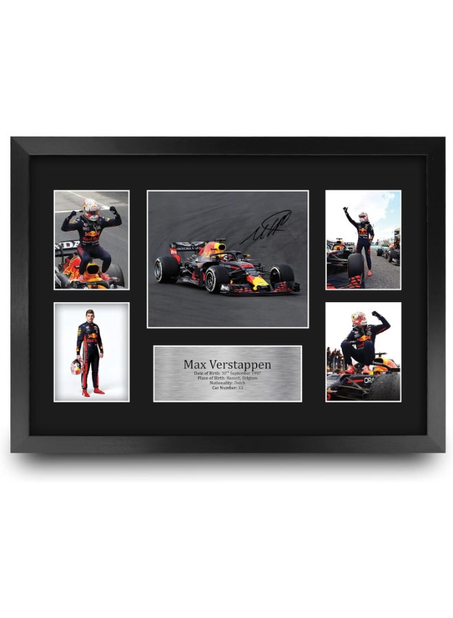 إتش دبليو سي تريدينغ عرض هدايا مطبوعة بتوقيع ماكس فيرستابن من HWC Trading مقاس 16 × 12 بوصة (A3) لمحبي سباقات الفورمولا 1 - مؤطر مقاس 16 × 12 بوصة - Image 1