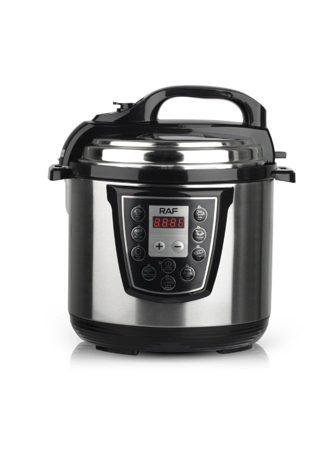 آر إيه أف قدر ضغط كهربائي RAF سعة 6 لتر - قدر متعدد الاستخدامات رقمي بقوة 1000 واط مع شاشة LED ومؤقت 24 ساعة وتحكم تلقائي في درجة الحرارة - Image 1
