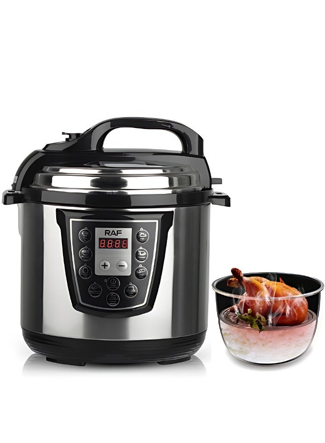 آر إيه أف قدر ضغط كهربائي RAF سعة 6 لتر - قدر متعدد الاستخدامات رقمي بقوة 1000 واط مع شاشة LED ومؤقت 24 ساعة وتحكم تلقائي في درجة الحرارة - Image 2