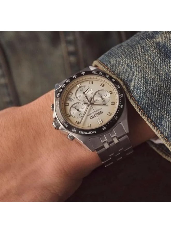 Seiko Selection Neo-Vintage Chronograph Men's Watch SBTR045, 41 mm Beige (Ivory-Gradient) Dial, Stainless Steel Bracelet, 100 WR - Image 1