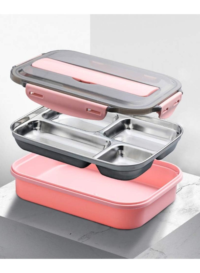 DubaiGallery صندوق غداء من الفولاذ المقاوم للصدأ 304، صندوق بينتو محمول بسعة 1.3 لتر، مناسب للاستخدام في التخييم، قابل للإزالة - Image 2