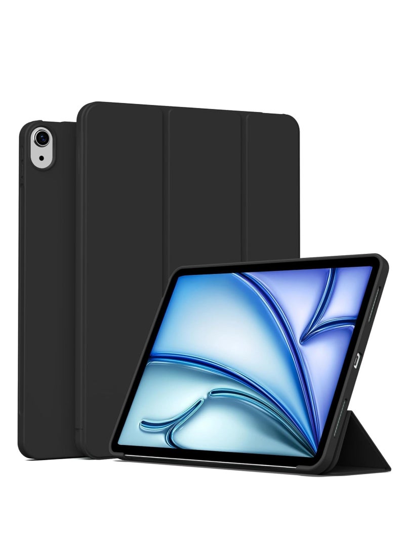 DUSALA Case for iPad Air 11 Inch M2 2024, Also Fits iPad Air 5th/4th Gen 10.9 Inch (2022/2020) – Slim Lightweight Smart Folio Cover with Auto Sleep/Wake, Soft TPU Back, Magnetic Closure, Full Protection for iPad Black - Image 1