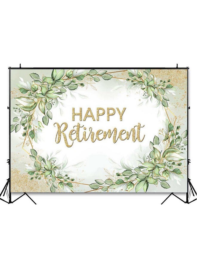 Avezano Sage Green Retirement Party Decorations Sprinkle Gold Dots Happy Retirement Backdrop Greenery Leaves Retire Photoshoot Background Banner (7X5Ft)  - Image 5