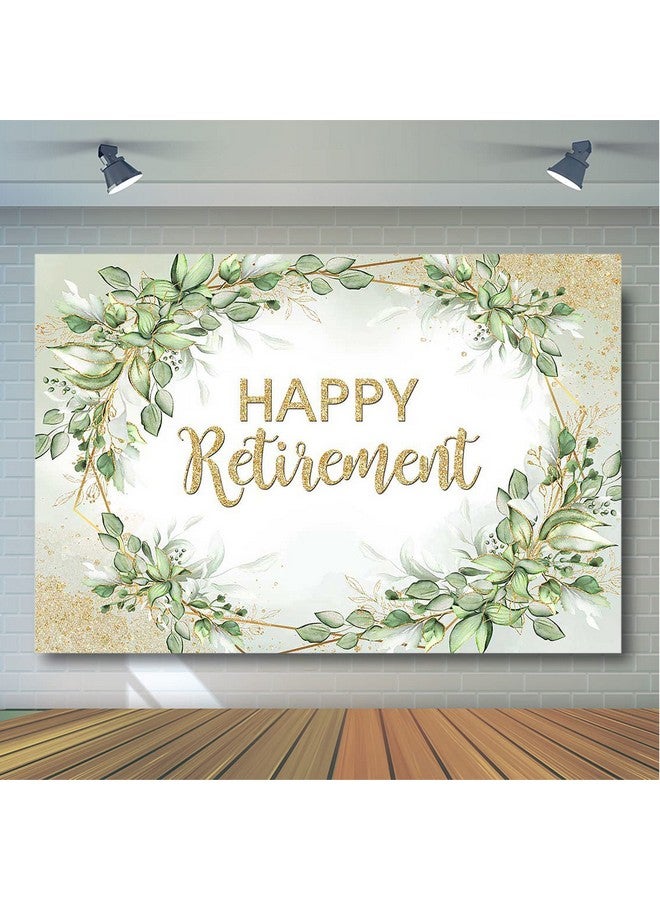 Avezano Sage Green Retirement Party Decorations Sprinkle Gold Dots Happy Retirement Backdrop Greenery Leaves Retire Photoshoot Background Banner (7X5Ft)  - Image 4