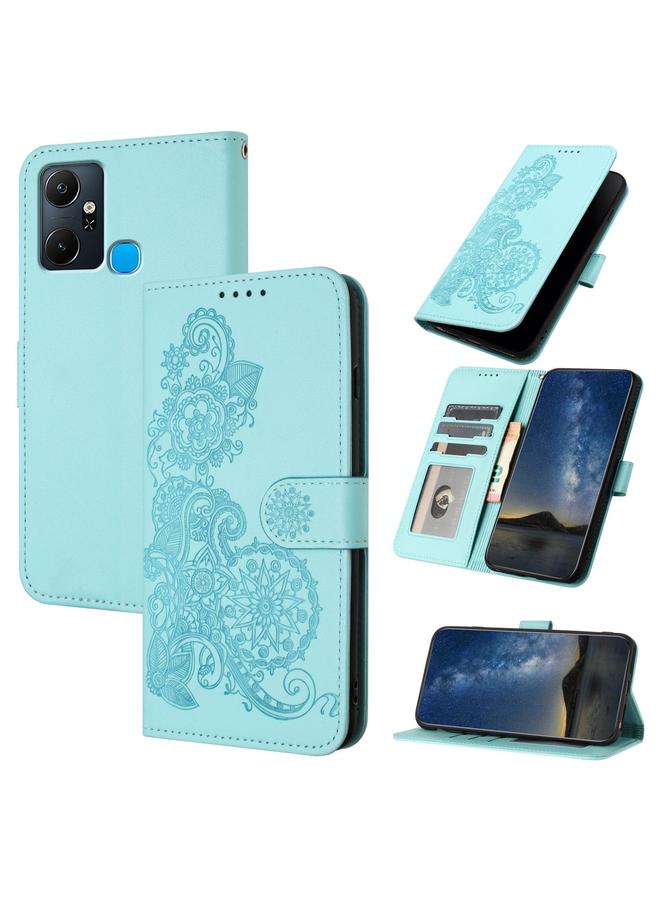 S-TOP Case For Infinix Smart 6 Plus India Datura Flower Embossed Flip Leather Phone Case - Image 1
