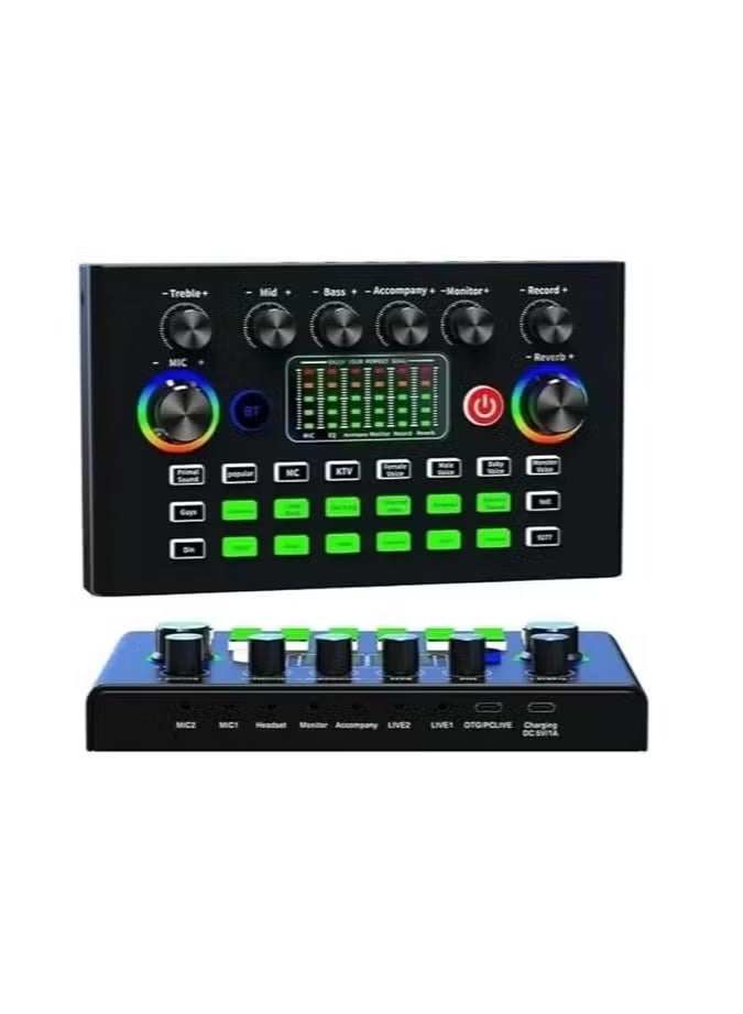 GENNEXT Sound Card F009 Live Sound Card Wireless Bluetooth Audio Mixer Podcast DJ Device with RGB Colorful Buttons Live Streaming Sound Card for Youtube Singing PC Phone Karaoke Singing Gaming - Image 4