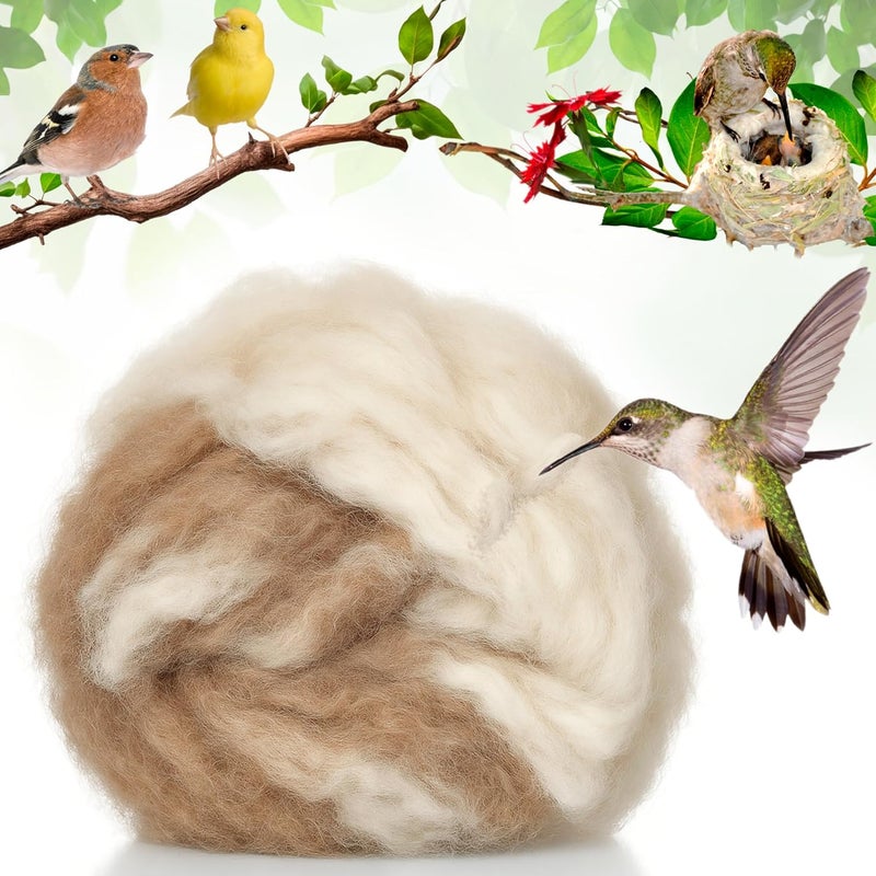 slivche Hummingbird Nesters Bird Nesting Material for Wild Birds Wrens Finches - Bird Nesting Filler Cashmere Camel Wool - Image 1