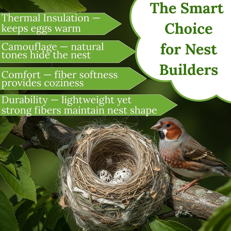 slivche Hummingbird Nesters Bird Nesting Material for Wild Birds Wrens Finches - Bird Nesting Filler Cashmere Camel Wool - Image 5