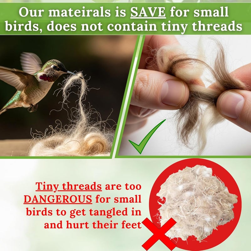 slivche Hummingbird Nesters Bird Nesting Material for Wild Birds Wrens Finches - Bird Nesting Filler Cashmere Camel Wool - Image 4