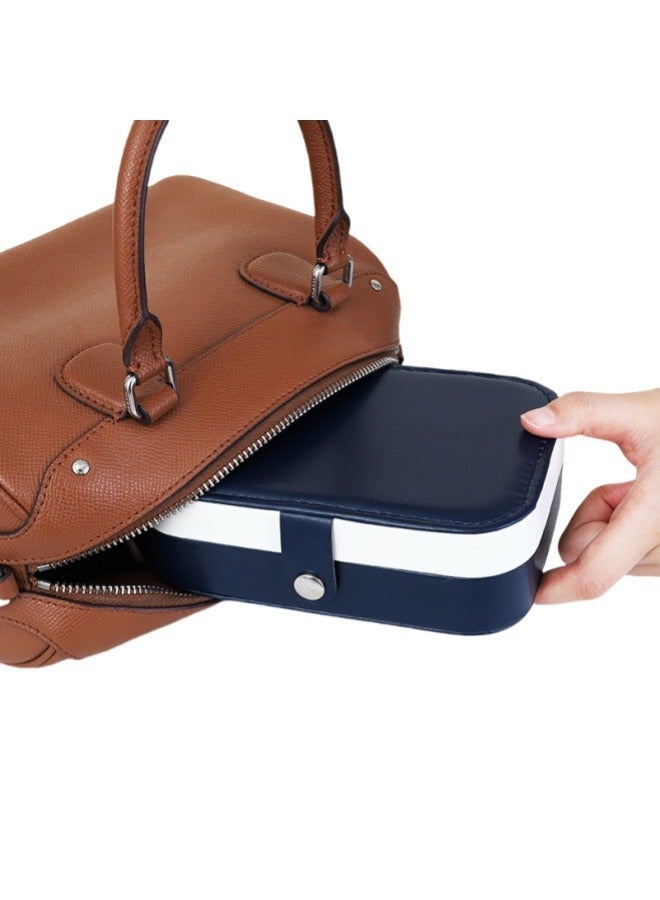 Jewelry Box Organizer for Women Girls, Small Travel PU Leather Jewelry Display Case Earring Necklace Bracelet Ring Organizer Holder Box, Black  - Image 3