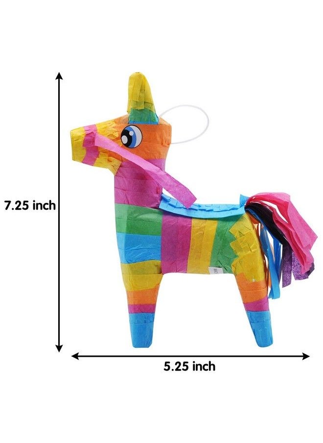 JOYIN 3 Pcs Mini Donkey Pinatas 7.5"X5.5" Cinco De Mayo Rainbow Color For Fun Fiesta Taco Party Supplies Luau Event Photo Props Mexican Theme Decoration Carnivals Festivals Taco Tuesday Event  - Image 5