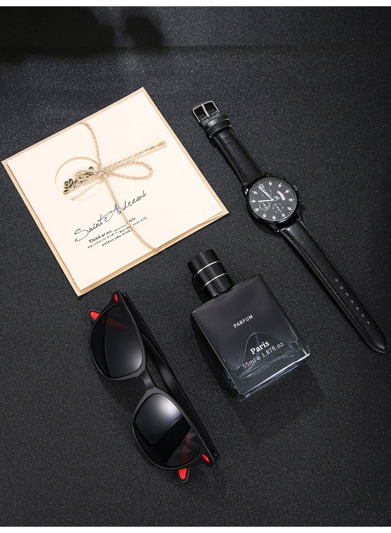 جنيفا رجل أسود الأعمال ووتش مجموعة ، مع النظارات والعطور ، تسليط الضوء على سحر الرجل ، وقدم له هدية عيد ميلاد مثالية - Image 2