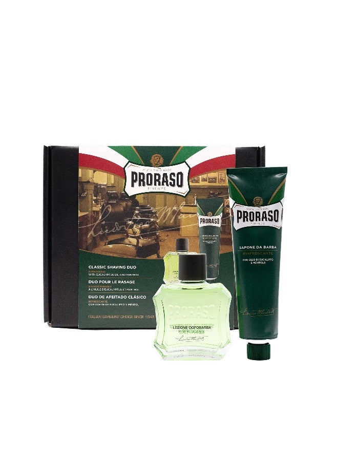 proraso Classic Shaving Kit for Men, Gift Box with Shaving Cream & After Shave Lotion in Original Refresh Formula for All Skin Types
