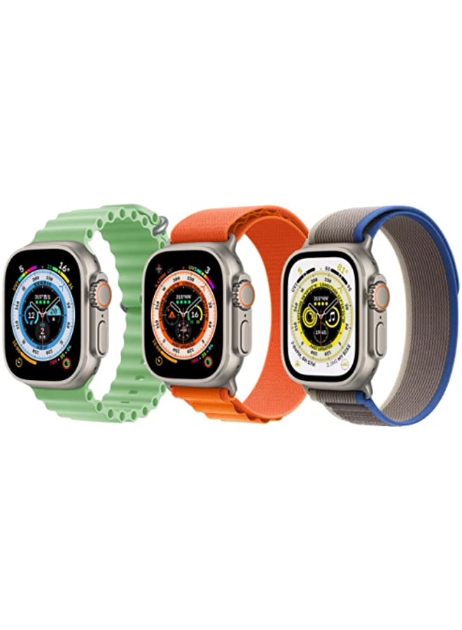 IAF Silicone Ocean Band Strap Snow White Nylon G-hook Loop Buckle Watch Strap Orange Set of 2 for Apple Watch Ultra 8 49mm