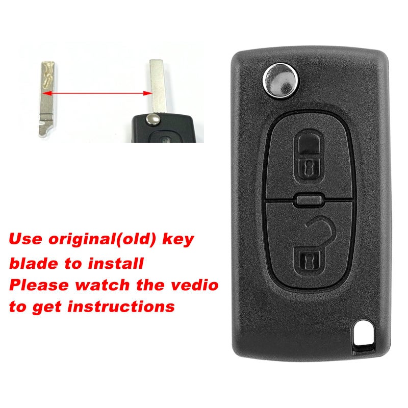 Vailikey حافظة مفتاح سيارة فاليكي 2 زر لسيارات سيتروين C3 بيكاسو C1 C2 ديسباتش، بيجو 207 307 308 3008 5008، حافظة مفتاح بيجو بارتنر مع أدوات إزالة الدبوس، مفتاح بيجو بارتنر CE0536 شفرة VA2 - Image 2