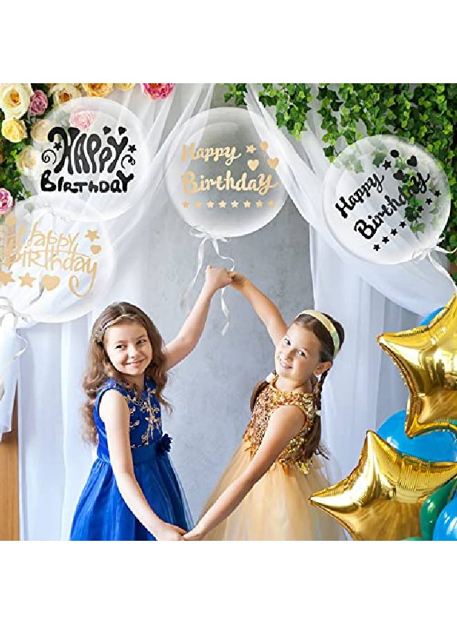 Outus 42 Pieces Birthday Bobo Balloon Decorations Include 30 Pieces 18 Inch Bubble Transparent Balloons And 12 Pieces Happy Birthday Bobo Balloon Stickers For Birthday Party Indoor And Outdoor Supplies  - Image 4