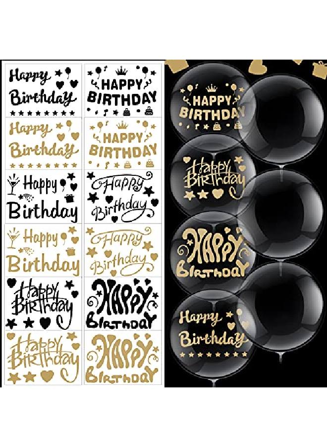 Outus 42 Pieces Birthday Bobo Balloon Decorations Include 30 Pieces 18 Inch Bubble Transparent Balloons And 12 Pieces Happy Birthday Bobo Balloon Stickers For Birthday Party Indoor And Outdoor Supplies  - Image 1