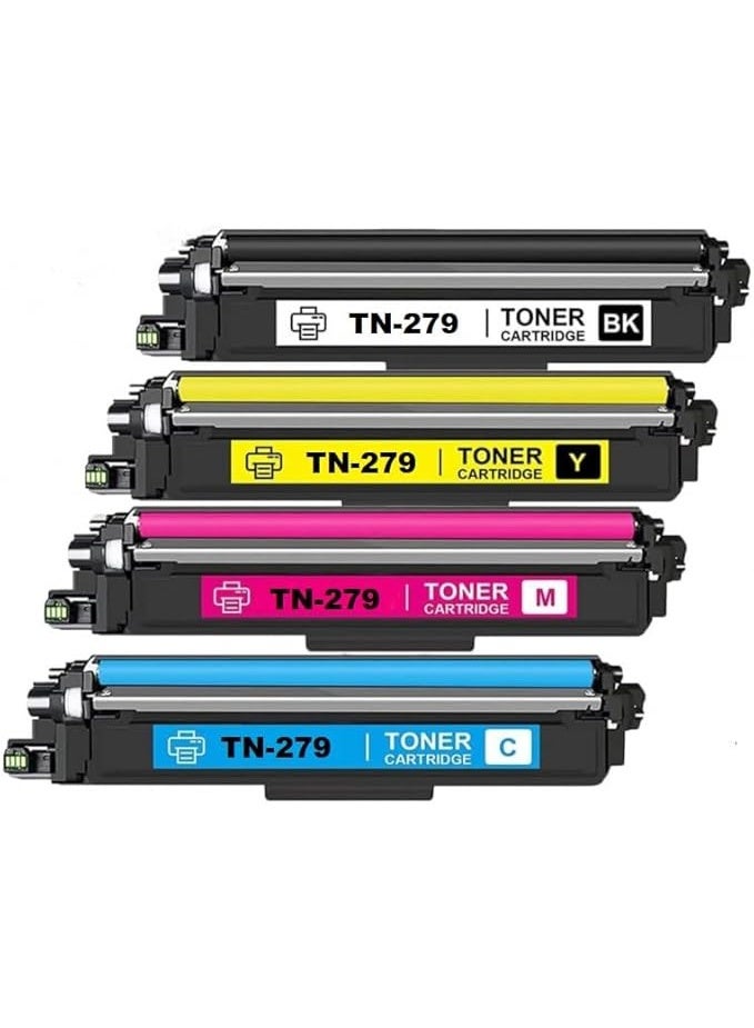 Terabyte طقم كامل TN 279 مع شريحة تحديث خراطيش الحبر متوافق مع Brother HL L3280CDW، DCP L3520CDW، L3560CDW، MFC L3720CDW، L3760CDW (TN-279 أسود، أزرق، أصفر، أرجواني) - Image 1