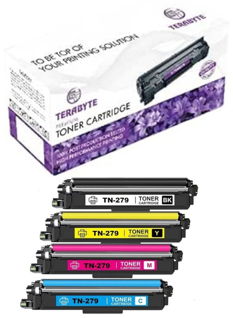 Terabyte طقم كامل TN 279 مع شريحة تحديث خراطيش الحبر متوافق مع Brother HL L3280CDW، DCP L3520CDW، L3560CDW، MFC L3720CDW، L3760CDW (TN-279 أسود، أزرق، أصفر، أرجواني) - Image 3
