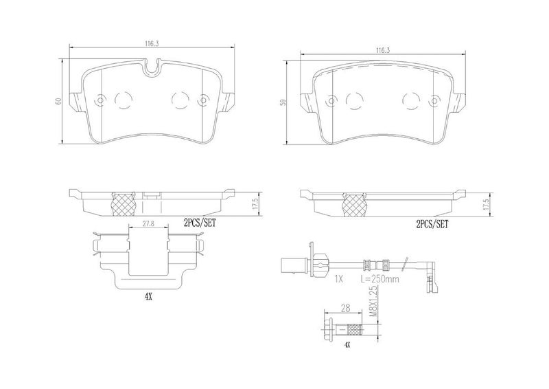 Brembo P85150N Premium Ceramic Rear Disc Brake Pad Set AUDI/AUDI (FAW) OE# 4GD698451A - Image 4