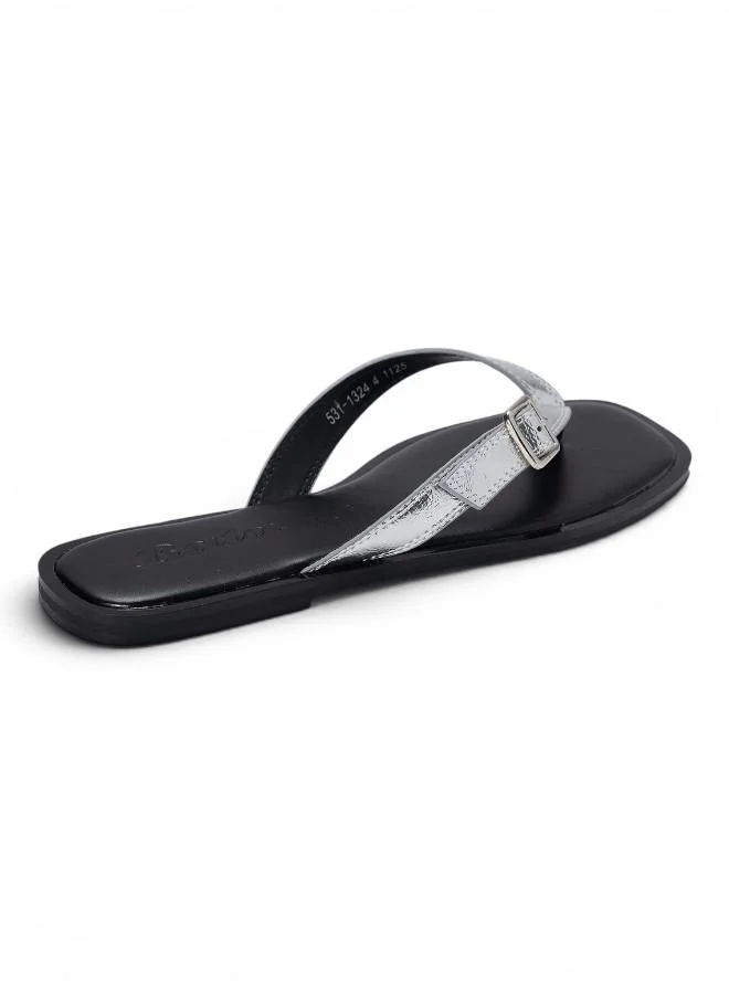 Bata Silver Dual Strap Slide Sandals for Women | Best Price UAE