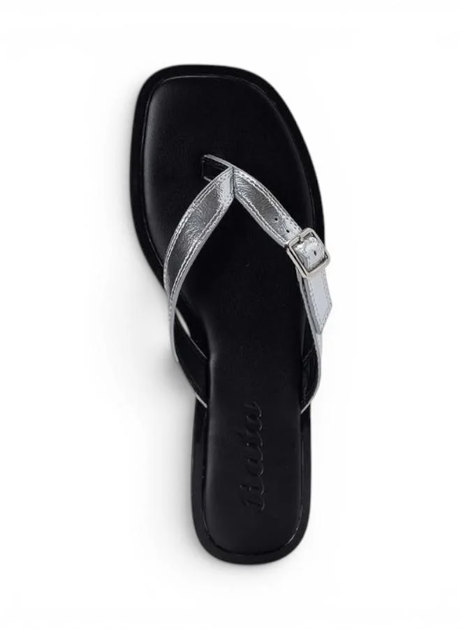 Bata Silver Dual Strap Slide Sandals for Women | Best Price UAE
