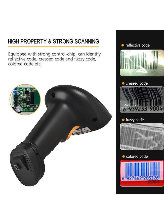 2-In-1 2.4G 1D Handheld Barcode Scanner Black/Orange - Image 2