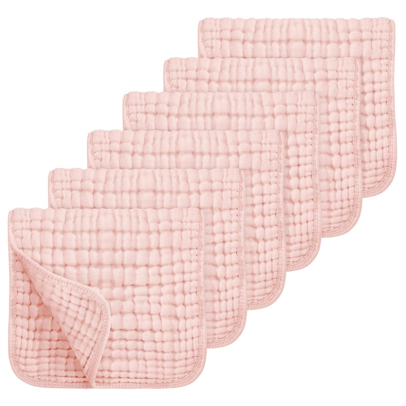 Looxii Muslin Burp Cloths 100% Cotton Muslin Cloths Large 20''x10'' Extra Soft and Absorbent 6 Pack Baby Burping Cloth for Boys and Girls Shell Pink - Image 1