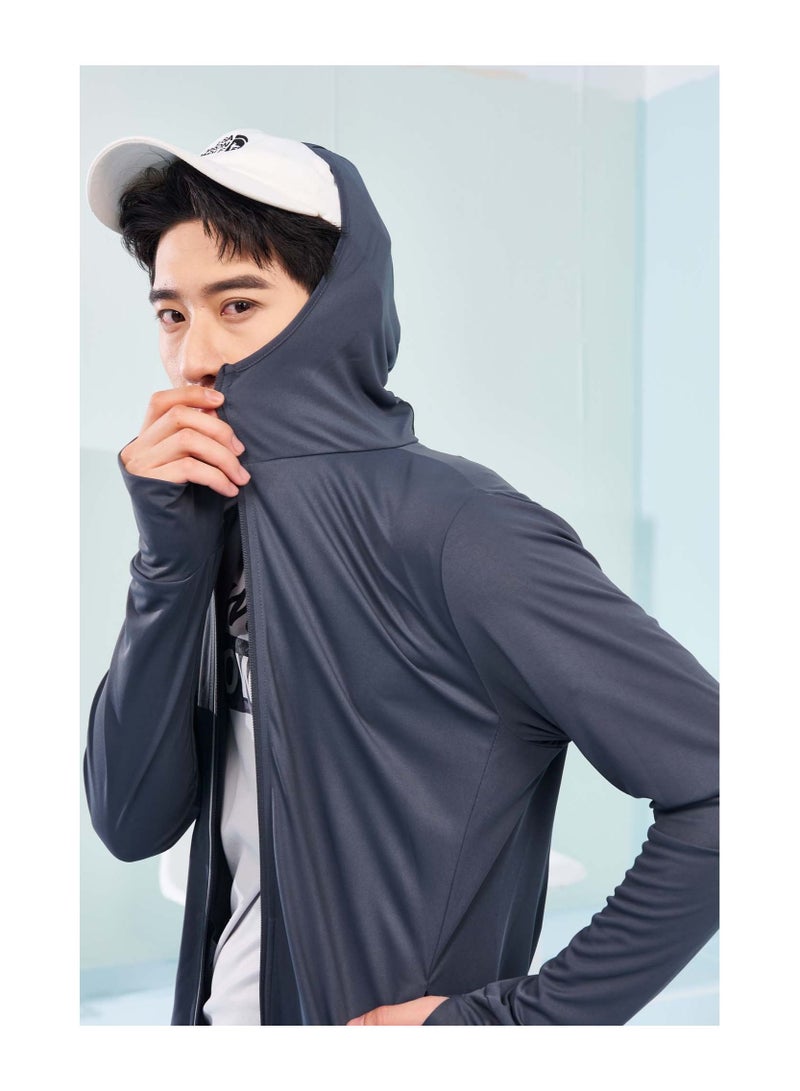 Loquat Men High Elastic Breathable UV Resistant Sunscreen Clothing Grey - Image 2