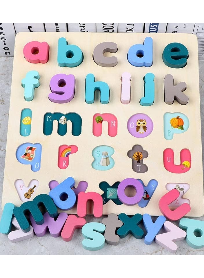 فاكتوري برينس لعبة ألغاز أدينا الخشبية ABC صغيرة الحجم للأطفال ، من 26 قطعة ، ألعاب تعليمية وتعليمية خشبية للأولاد والبنات بسعر المصنع - Image 1