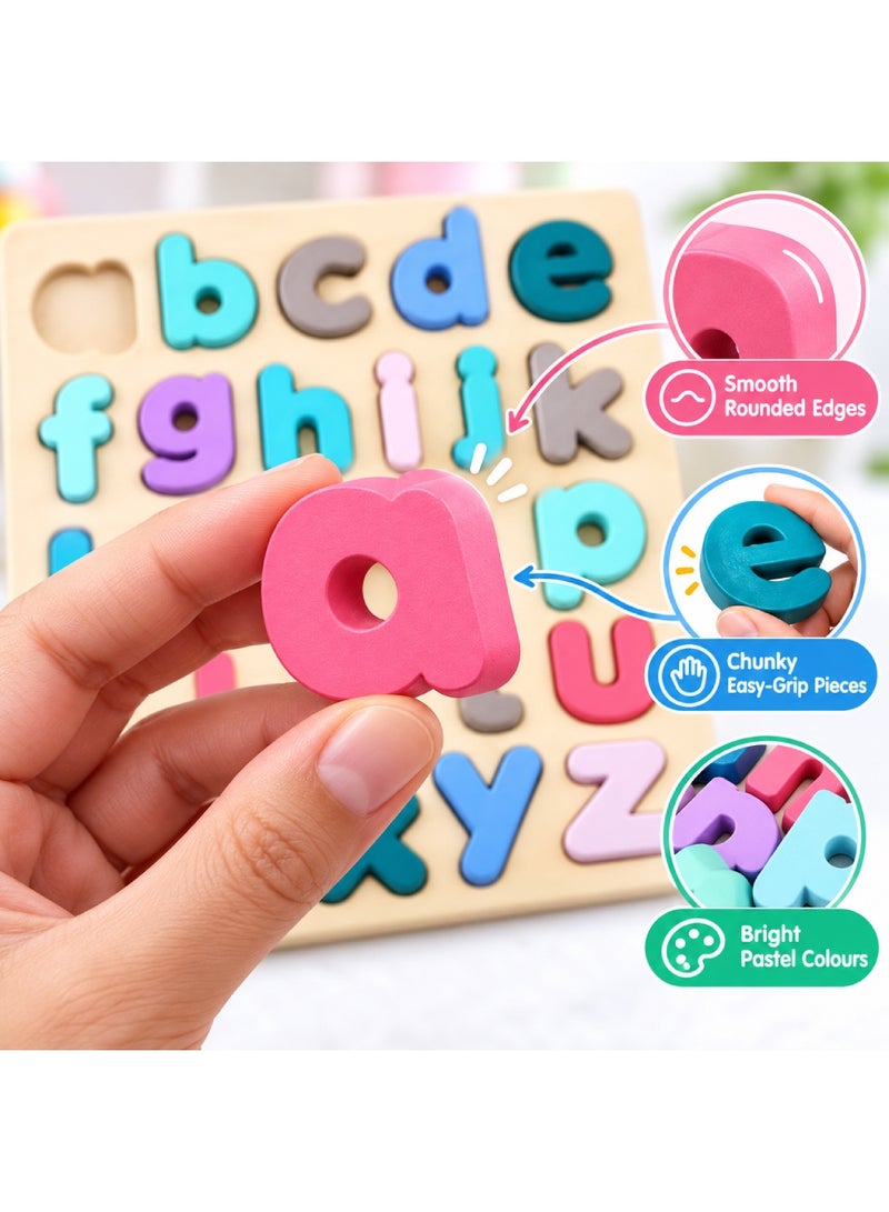 Factory Price Adena Wooden Alphabet Peg Puzzle Board & Stacking Tray – Montessori Letter Matching Learning Toy for Fine Motor Skills & Hand-Eye Coordination – 3+ Years - Image 2