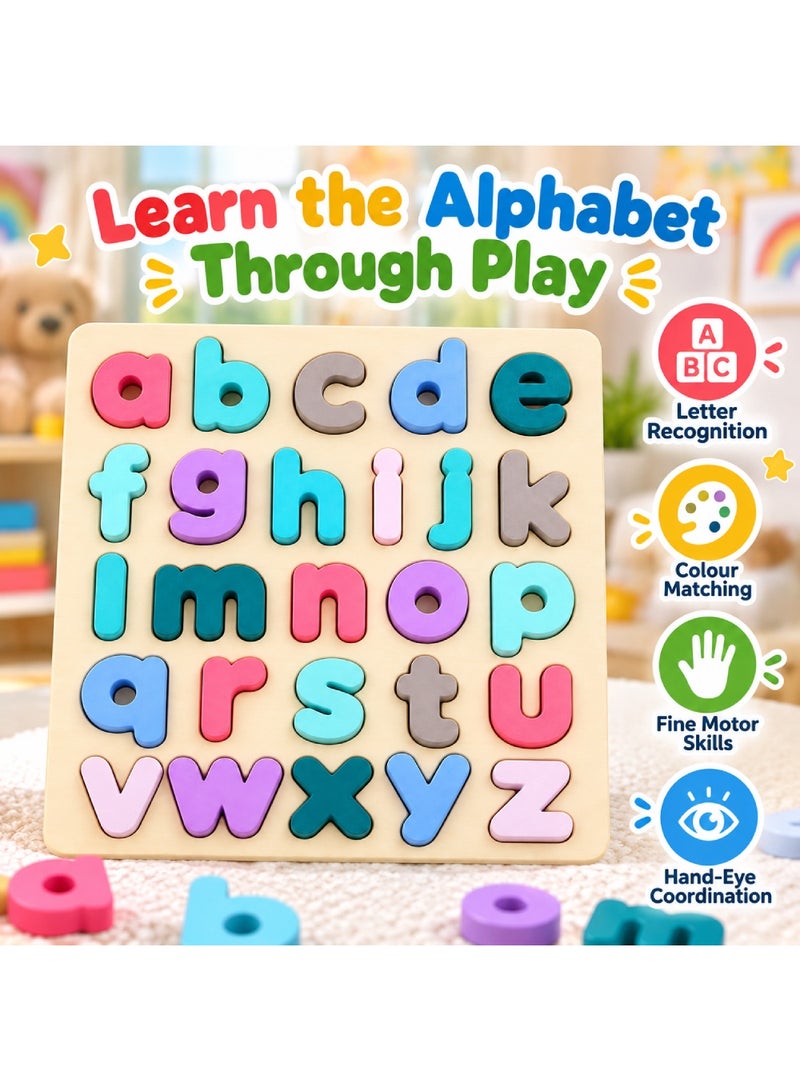 Factory Price Adena Wooden Alphabet Peg Puzzle Board & Stacking Tray – Montessori Letter Matching Learning Toy for Fine Motor Skills & Hand-Eye Coordination – 3+ Years - Image 3