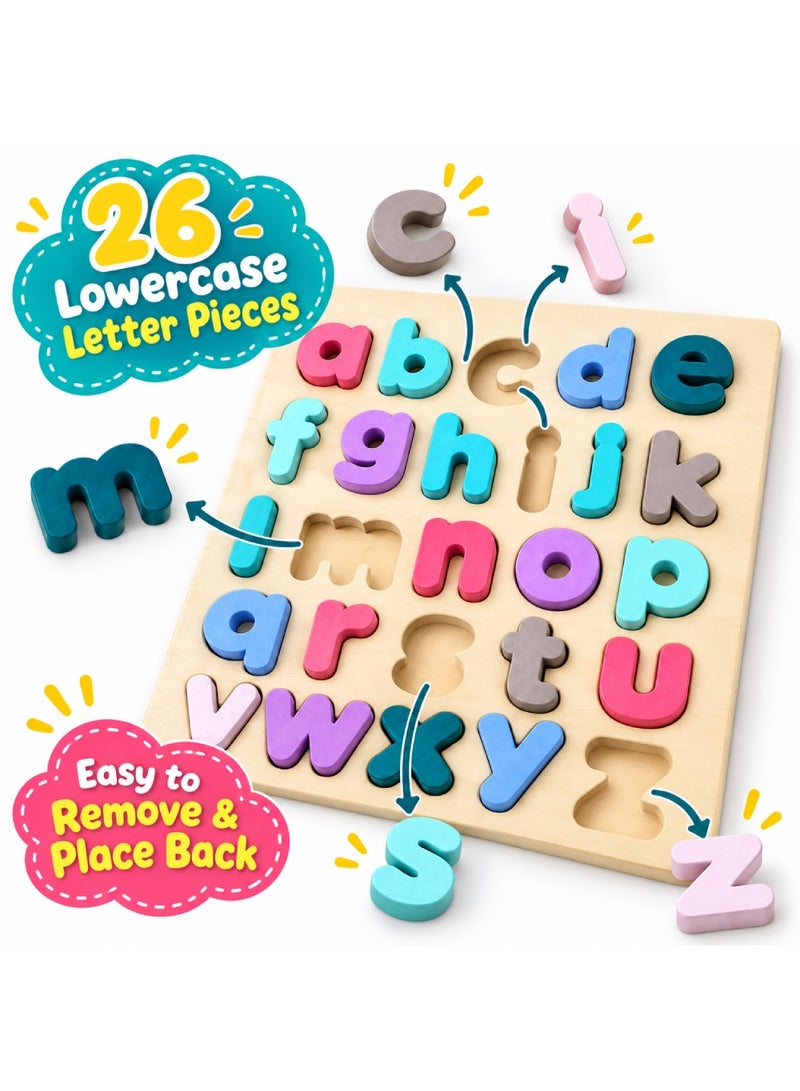 Factory Price Adena Wooden Alphabet Peg Puzzle Board & Stacking Tray – Montessori Letter Matching Learning Toy for Fine Motor Skills & Hand-Eye Coordination – 3+ Years - Image 4