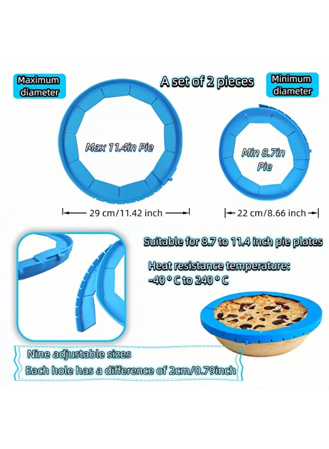 Adjustable Silicone Pie Crust Shield, 8.7-11.4 inch Reusable Baking Guard for Pies, Tarts, Quiche, Blue - Image 4