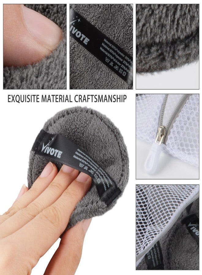VIVOTE Microfibre Washable Cotton Pads Pack of 20 Reusable Make-Up Pads Made of Microfibre, Soft Sustainable Makeup Remover Pads for Facial Cleansing and Skin Care, with Laundry Bag (Grey) - Image 3