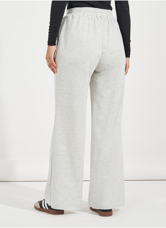 Styli Solid Wide Leg Joggers with Drawstring Waistband  - Image 5
