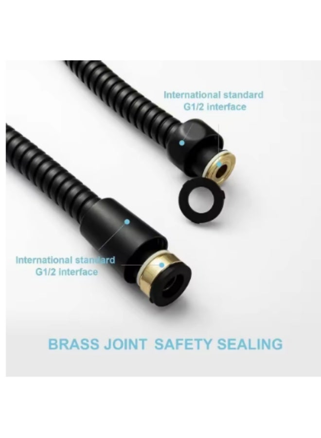 Flexible Anti-Twist Shower Hose - Matte Black - Standard G1/2 Brass Connectors - Image 3