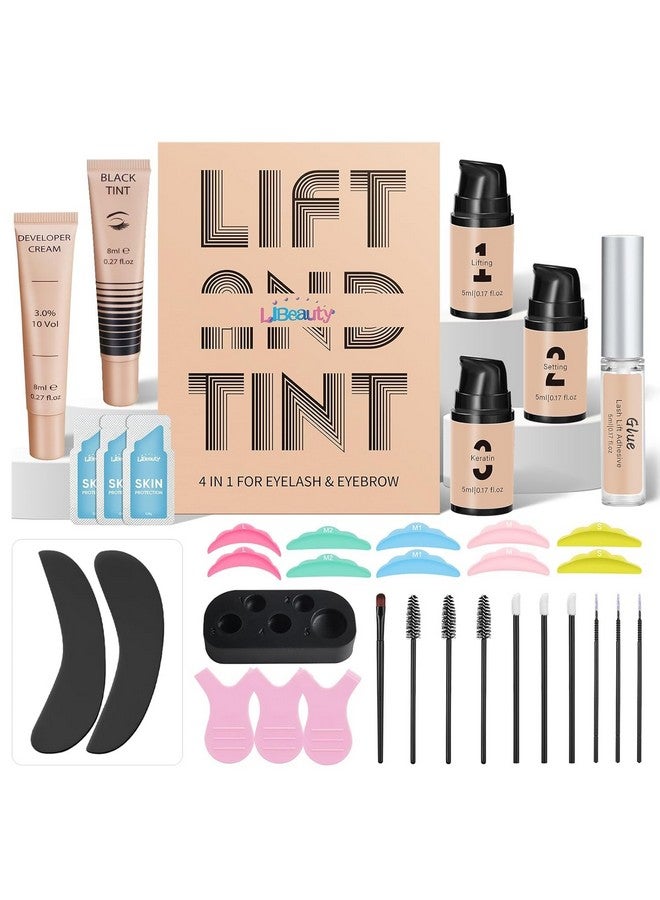 Libeauty Lash Lift and Color Kit Brow Lamination Kit with Black Color Quick Lifting Perming & Voluminous Coloring with Complete Tools DIY Eyelash Perm Use at Home & Salon Supplies - Image 1