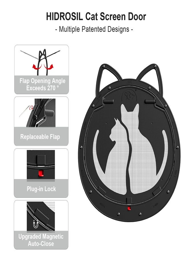 HIDROSIL Cat Door for Screen Door, Inside Openning 10x10x0.5 inch, Patent Desigh Pet Screen Door with Lockable Magnetic Flap for Doggy and Cat Door, Suitable 0-26lb Cats and Small Dogs, Black - Image 2
