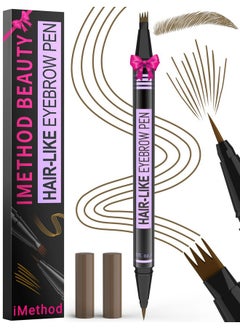 iMethod Eyebrow Pen - Eyebrow Pencil Magic 2-In-1 Eye Brow Pencils For Women With 4-Fork-Tip And Precise Brush-Tip Create Natural Hair-Like Brows, Last All Day, Microblading Eyebrow Pen, Brown  - Image 1