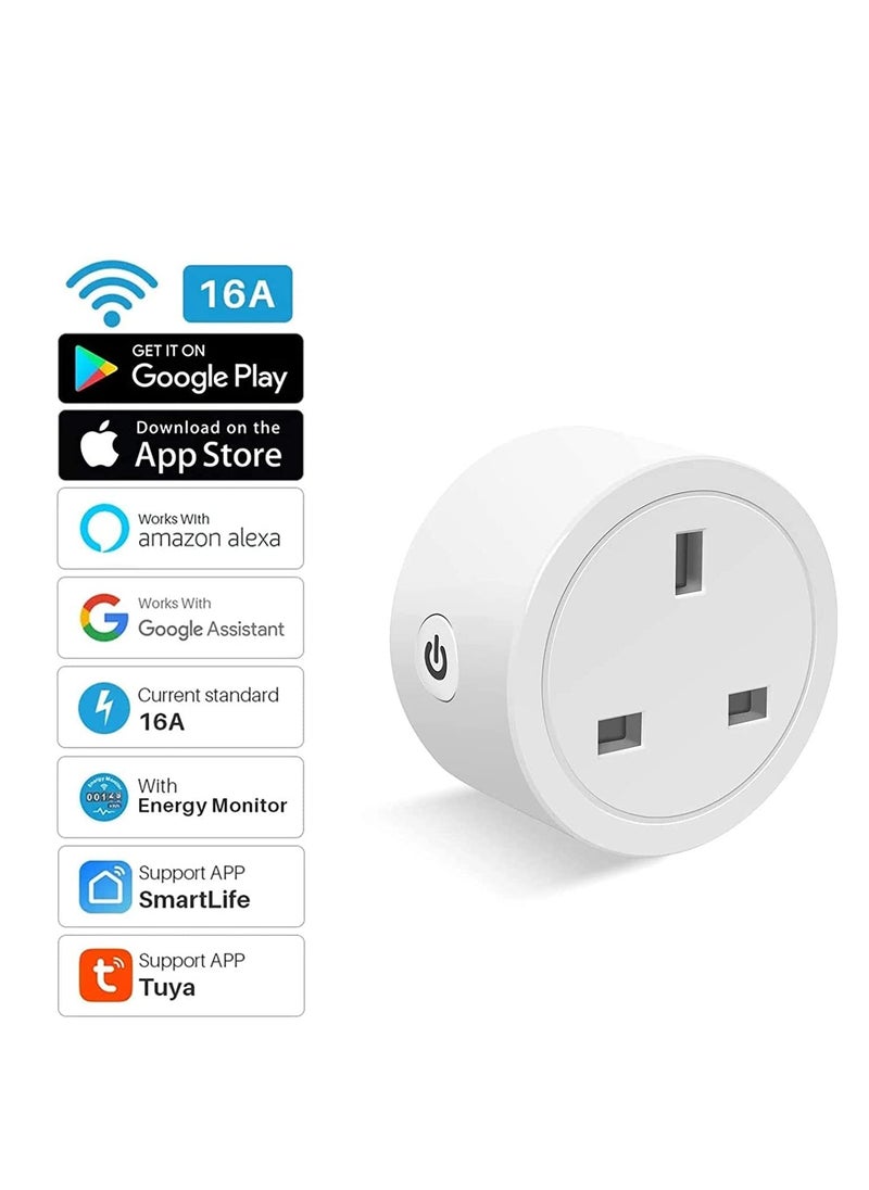 AWD - WIFI Smart Plug in 16A Energy Monitoring WLAN Smart Plug Socket Work with Alexa, Echo, Google Home Mini Smart Outlet Remote and Voice Control No Hub Required. - Image 1