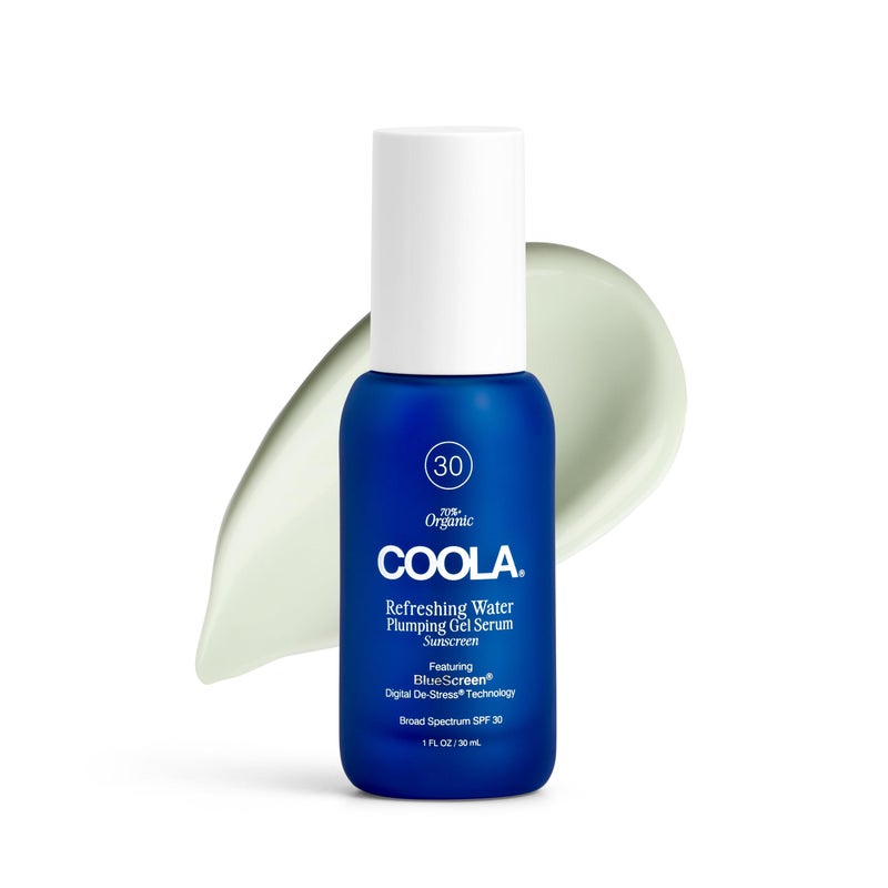 COOLA Refreshing Water Plumping Gel with SPF 30 Dermatologist Tested Face Sunscreen with Hyaluronic Acid Organic Aloe and Coconut Water 1 Fl Oz