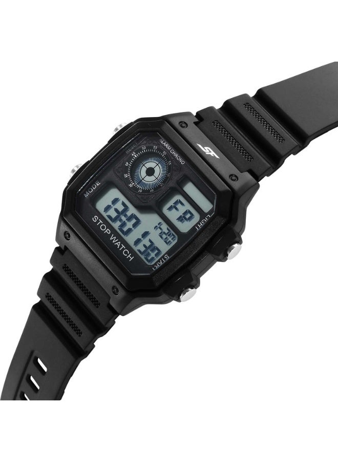Sonata 77123PP01 SF Hexa Digital Unisex Watch – Black Rectangular Dial, Polyurethane Strap - Image 3