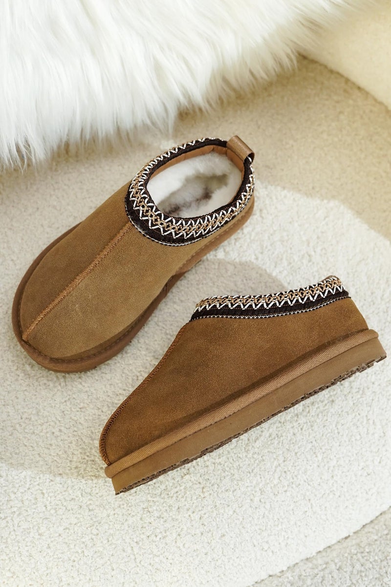 Project Cloud 100% Genuine Leather & Australian Shearling Slippers for Kids - Memory Foam Fuzzy & Non-Slip Fluffy Slippers Girls Footwear & Boys Footwear, Kids Unisex Shoe (DreamWarm, CHSTNUT, 5) - Image 2