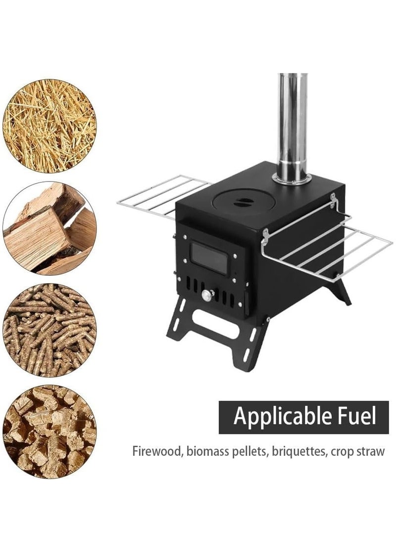 WALALLA Portable Camping Wood-burning Stove, Metal Heating stove, Foldable Heater, Wood Burning Stove, Fuel Camp Stove with Tent Fe Window, Adjustable Extended Smoke Vent for Camping, Tent, Hiking - Image 4