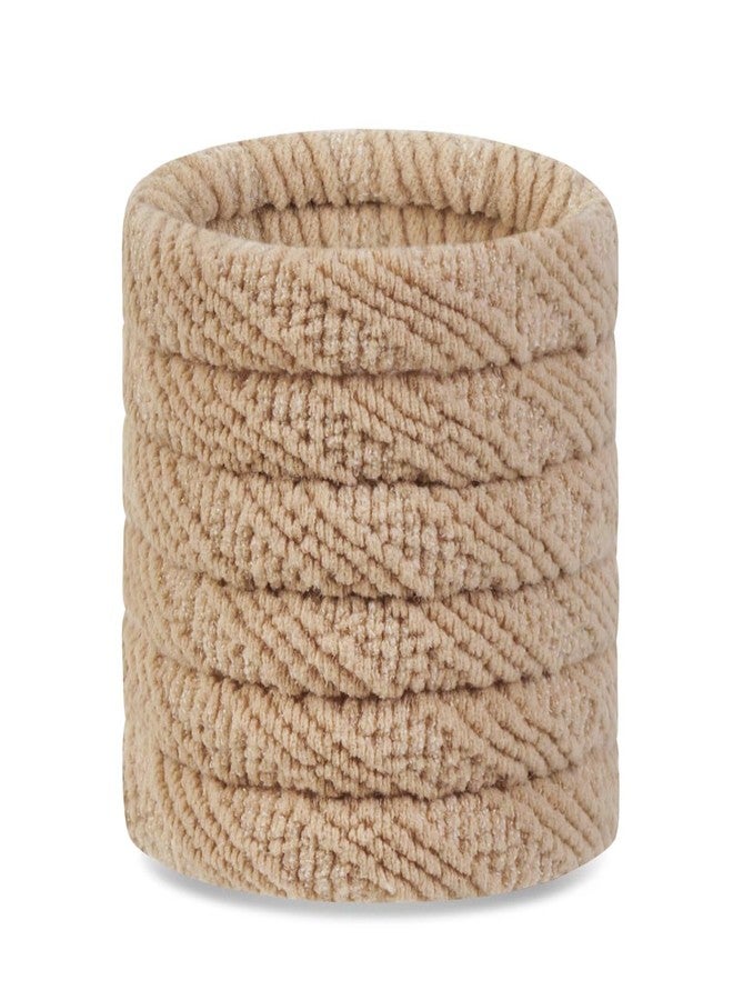 GADIEMKENSD Seamless Thick Hair Ties, No Damage Elastic Hair Band, Ponytail Holder for Women Girls, Pain-Free Hairs Accessories (Khaki) 6pcs - Image 1