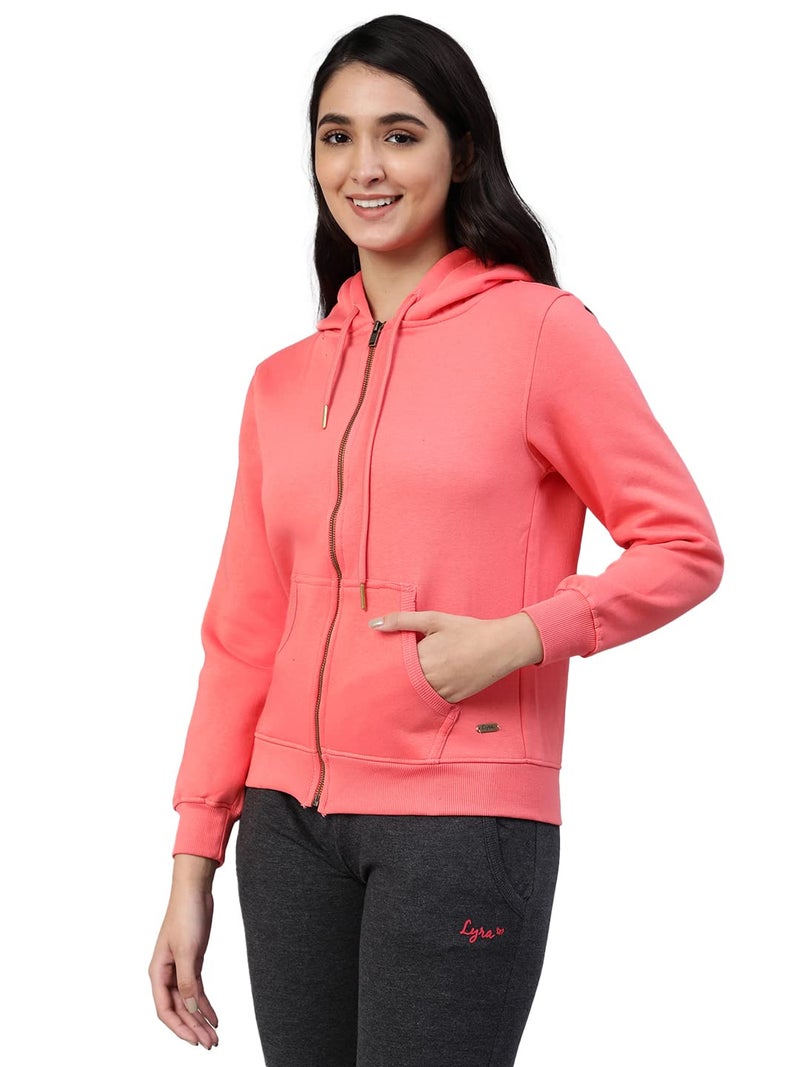 Lyra Women Zipper Hooded Sweatshirt Pink - Image 2