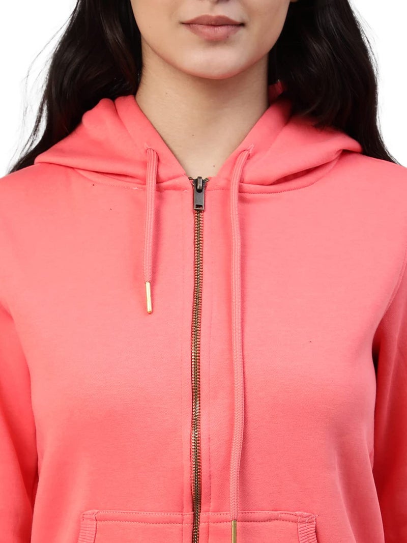 Lyra Women Zipper Hooded Sweatshirt Pink - Image 3